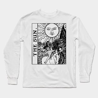 The Sun Tarot Card Black and White Long Sleeve T-Shirt